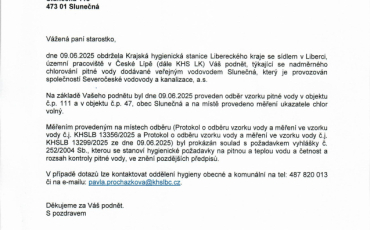Informace KHS LK o kvalitě vody Informace KHS LK o kvalitě vody